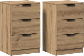 vidaXL Κομοδίνα 2 τεμ.Αρτισιανή Δρυς 40x36x65 εκ. Επεξ. Ξύλο