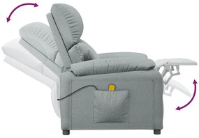 vidaXL Πολυθρόνα Μασάζ Ανοιχτό Γκρι Υφασμάτινη