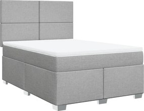vidaXL Κρεβάτι Boxspring με Στρώμα Ανοιχτό Γκρι 140x200 εκ. Υφασμάτινο