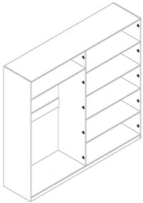Τετράφυλλη Ντουλάπα Ρούχων DASSEAN Sonoma/White με Καθρέπτη 228x58x214