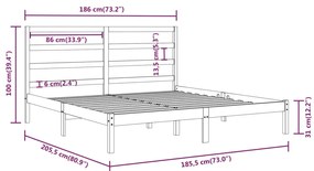 vidaXL Πλαίσιο Κρεβατιού Γκρι 180 x 200 εκ Ξύλο Πεύκου Super King