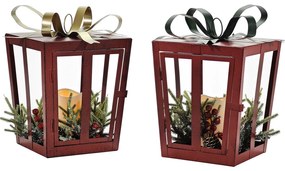 Χριστουγεννιάτικο Φανάρι Με Κερί 28cm Σε 2 Σχέδια