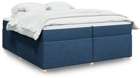 Κρεβάτι Boxspring με Στρώμα Μπλε 200x200 εκ. Υφασμάτινο - Μπλε