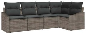 vidaXL Σέτ φαγητού για κήπο 5 pcs Γκρι Πολυ rattan, βαμμένο ατσάλι