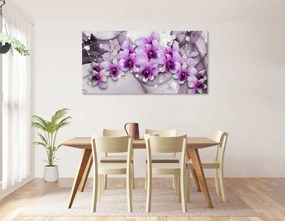 Εικόνα μωβ λουλούδια σε αφηρημένο φόντο - 100x50