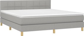 vidaXL Κρεβάτι Boxspring με Στρώμα &amp; LED Αν.Γκρι 180x200 εκ Υφασμάτινο