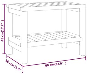 vidaXL Σκαμπό Ντουζιέρας 60 x 30 x 45 εκ. από Μασίφ Ξύλο Teak