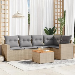 vidaXL Patio Sofa Set 5-θέσια Μικτό μπεζ και γκρι