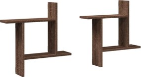 vidaXL Ραφιέρες Τοίχου 2 τεμ. Καφέ Δρυς 50x12x50εκ. Επεξεργασμένο Ξύλο