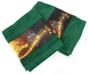 Πετσέτες Χριστουγεννιάτικες Merry Christmas (Σετ 2τμχ) Green DimCol Σετ Πετσέτες 50x90cm