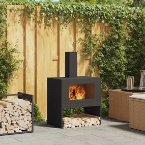 vidaXL Φούρνος με Καμινάδα Μαύρος 60x40x96 εκ Ατσάλι