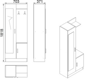 ΕΠΙΠΛΟ ΕΙΣΟΔΟΥ ΜΕ ΚΑΘΡΕΠΤΗ JANICE HM2264 SONAMA ΛΕΥΚΟ 70x37x181 εκ.