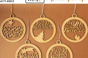 Σετ των 2 Intra απο ξύλο plywood 3mm-4mm πάχος - Χριστουγεννιάτικο Δέντρο Μπάλες3 για Δίασταση 30x20 cm INTRAFABR-82318070