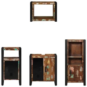 vidaXL Σετ Επίπλων Μπάνιου 4 pcs Πολύχρωμο Στερεό ανακτημένο ξύλο