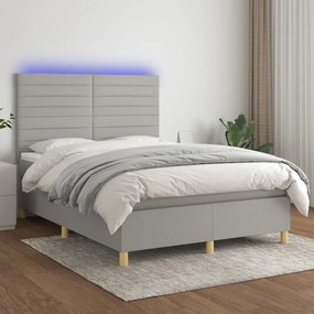 ΚΡΕΒΑΤΙ BOXSPRING ΜΕ ΣΤΡΩΜΑ &amp; LED ΑΝ.ΓΚΡΙ 140X200ΕΚ. ΥΦΑΣΜΑΤΙΝΟ 3135517