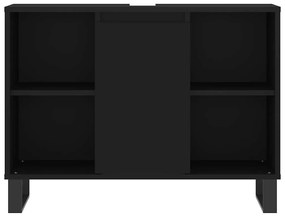 vidaXL Ντουλάπι Μπάνιου Μαύρο 80 x 33 x 60 εκ. από Επεξεργασμένο Ξύλο