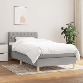 vidaXL Κρεβάτι Boxspring με Στρώμα Ανοιχτό Γκρι 100x200 εκ. Υφασμάτινο