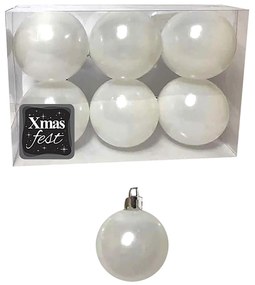 Μπάλες περλέ λευκές πακ=6τεμ φ10 Φ10cm Xmasfest 1133568 93-3548