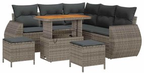 vidaXL Σετ Καναπέ Κήπου 8 pcs Γκρι συνθετικό ρατάν