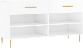 vidaXL Παπουτσοθήκη Γυαλιστερό Λευκό 102x35x55 εκ. Επεξεργασμένο Ξύλο