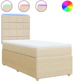 vidaXL Κρεβάτι Boxspring με Στρώμα Κρεμ 100 x 200 εκ. Υφασμάτινο