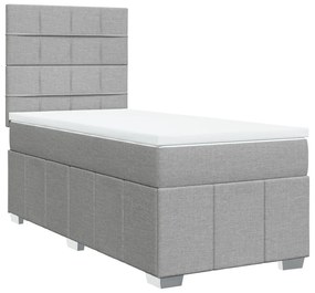 Κρεβάτι Boxspring με Στρώμα Ανοιχτό Γκρι 100x200 εκ. Υφασμάτινο - Γκρι