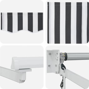 vidaXL Ηλεκτρικό Αναδιπλούμενο Σκίαστρο Γκρι και Λευκό 5 x 3 m