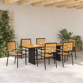 vidaXL Σέτ φαγητού για κήπο 5 pcs Μαύρο 190 x 80 x 75 εκ.