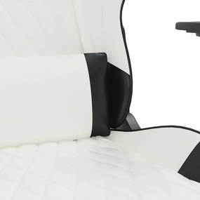 VidaXL Καρέκλα Gaming Μασάζ Λευκό/Μαύρο από Συνθετικό Δέρμα
