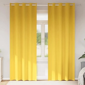 vidaXL Κουρτίνες Μαύρης Ύφανσης με Δαχτυλίδια 2 pcs Χαμομηλί κίτρινο