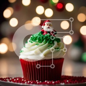 Intra Συλλεκτικό Ξύλινο Παζλ Plywood  4mm - Νόστιμο Cupcake Άγιου Βασίλη σε ένα εορταστικό τραπέζι Σε Ξύλινο Κουτί - Διαστάσεις: 10x10 cm – 25 κομμάτια