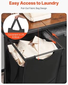 VEVOR 2 Section Laundry Sorter with Pull-Out Bags Metal Frame &amp; Wooden Tabletop