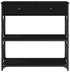 vidaXL Τραπέζι κονσόλας Μαύρη Δρυς 75x28x75 εκ. Κατασκευασμένο ξύλο και ατσάλι
