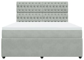 vidaXL Κρεβάτι Boxspring με Στρώμα Ανοιχτό Γκρι 180x200 εκ. Βελούδινο