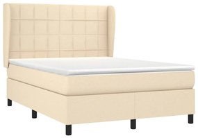 Κρεβάτι Boxspring με Στρώμα Κρεμ 140x190 εκ. Υφασμάτινο - Κρεμ