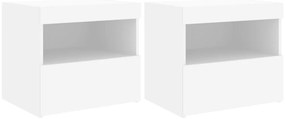 vidaXL Κομοδίνα με Φώτα LED 2 τεμ. Λευκά 50 x 40 x 45 εκ.