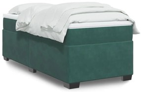 vidaXL Κρεβάτι Boxspring με Στρώμα Σκούρο Πράσινο 100x200εκ. Βελούδινο