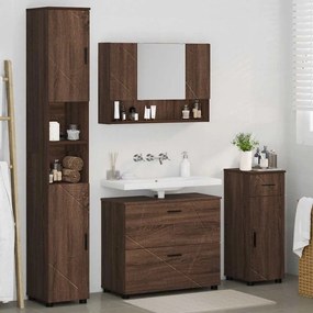 vidaXL Σετ Επίπλων Μπάνιου με ράφι 4 pcs Καφέ δρυς 30 x 35 x 192 εκ.