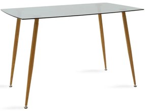 Τραπέζι Chloe γυάλινο 8χιλ ανθρακί - πόδι φυσικό 120x70x75εκ 120x70x75 εκ.