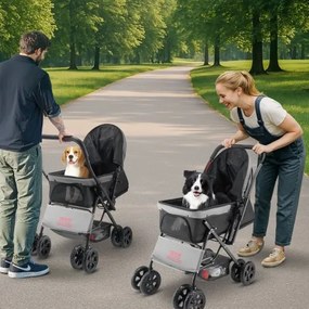 VEVOR Pet Stroller Foldable 4 Wheels Dog Stroller Reversible Handle up to 44lbs