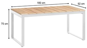 Τραπέζι κήπου Poseidon Megapap μέταλλο - ξύλο χρώμα λευκό - φυσικό 180x92x75εκ.