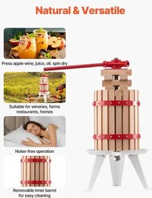 VEVOR Fruit Wine Press Manual Press for Wine Making 1.6 Gal/6L Wood Basket