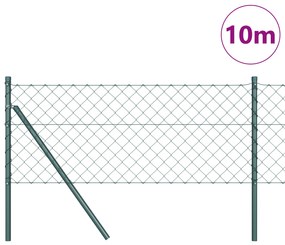 vidaXL Περίφραξη Αλυσίδας με 7 Στυλώματα 0.8x10 μ. Γαλβανισμένος Χάλυβας Πράσινος