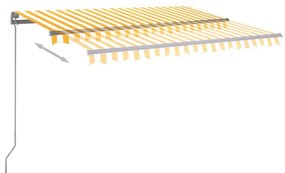 Τέντα Αυτόματη με LED &amp; Αισθ. Ανέμου Κίτρινο/Λευκό 350x250 εκ. - Κίτρινο
