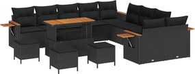 vidaXL Σετ Καναπέ Κήπου 14 pcs Μαύρο συνθετικό ρατάν
