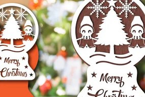 Σετ των 3 Intra απο ξύλο plywood 3mm-4mm πάχος Christmas Snowglobe PaperCut Δίασταση 15x15 cm INTRAFABR-80689143