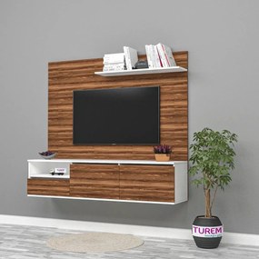 Stewehome Έπιπλο τηλεόρασης με ράφι από mdf Λευκό 70x24x10 cm
