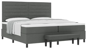 vidaXL Κρεβάτι Box Spring της  με Στρώμα & Πάγκο Σκούρο Γκρι 200x200 εκ. Ύφασμα