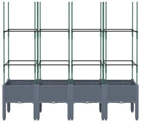 Ζαρντινιέρα Κήπου με Καφασωτό Γκρι 160x40x142,5 εκ. από PP - Γκρι