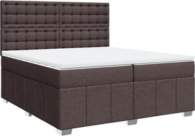 vidaXL Κρεβάτι Boxspring με Στρώμα Σκούρο Καφέ 200x200 εκ. Υφασμάτινο